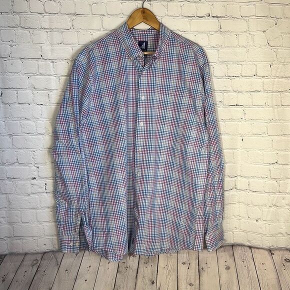 Johnnie O Monaco Button Down Blue Plaid Shirt Size XL XL JMWL3180 - Picture 1 of 8